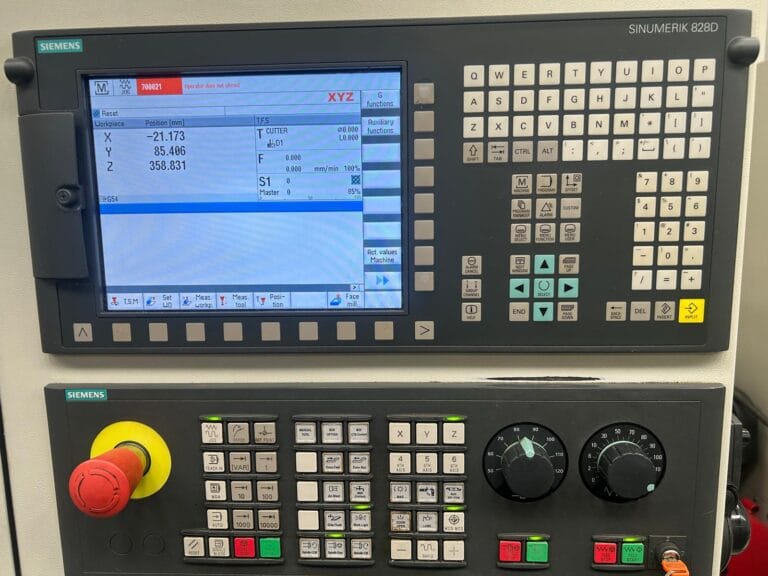 Siemens Sinumerik 828D CNC control panel fitted to an XYZ 710 VMC machining centre
